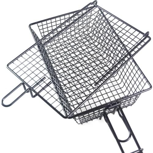 Non-Stick Grill Basket with Lid Metal Barbecue Basket with Foldable Removeable BBQ Accessories for Fish Steak