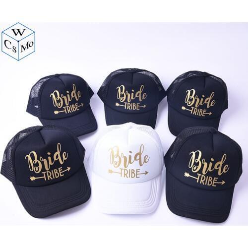 Bride & Team Bride Tribe Baseball Cap Adjustable Casual Solid Color Letter Print Snapback Summer Hat Cap Bridesmaid