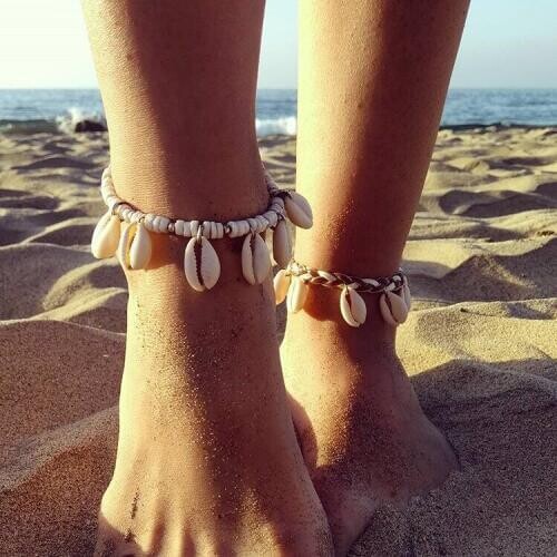 Natural shell Bracelet,Handmade bohemian shell anklets Jewelry, white seashell Beaded Bangle for Best Friends Present couples