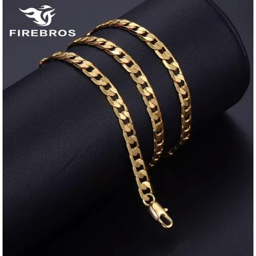 FIREBROS Black/Gold/Silver Color 316L Stainless Steel NK Curb Cuban Link Neck Chain Necklace Women Men Jewelry Gift Dropshipping