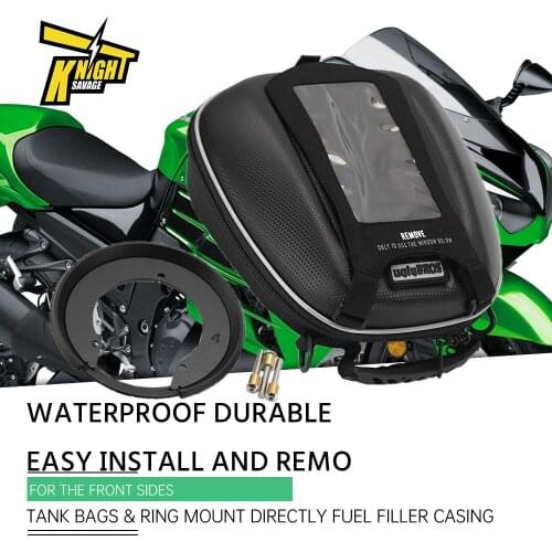 For KAWASAKI Waterproof Motorcycle Saddle Tank Bags & Ring Mount Directly Fuel Filler Casing GPS Phone Bigger Window Luggage