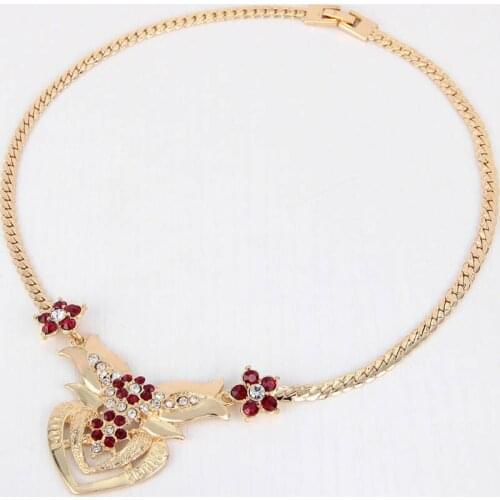 European Classic Women Wedding Party Purple Red Color Jewelry Sets Necklace Ring Earring Bracelet