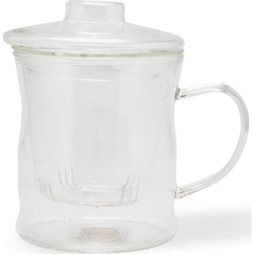 Borosilicate Glass Mug with Strainer and Lid. For brewing Fruits, Herbs and Tea. BA2013