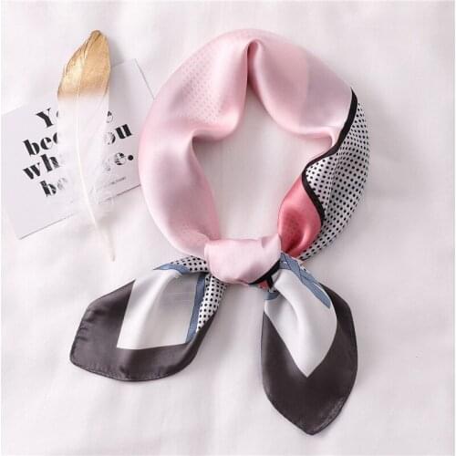 Dot print square silk scarf women fashion small neck scarves 70x70cm Multi-function neckerchief ladies collar soft bandana wrap