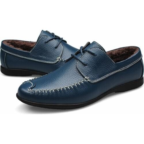 Fashion mens shoes spring and autumn light simple soft leather comfortable casual lace-up flat outdoor loafers large 45