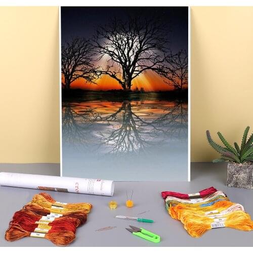 Nature Printed 11CT Cross-Stitch Embroidery Complete Kit DMC Threads Hobby Painting Handmade Knitting For Adults Wholesale
