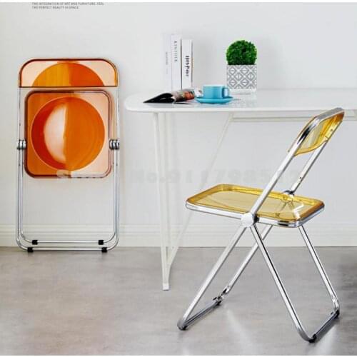 Nordic transparent chair plastic folding chair back chair home dining chair net red makeup chair acrylic crystal stool