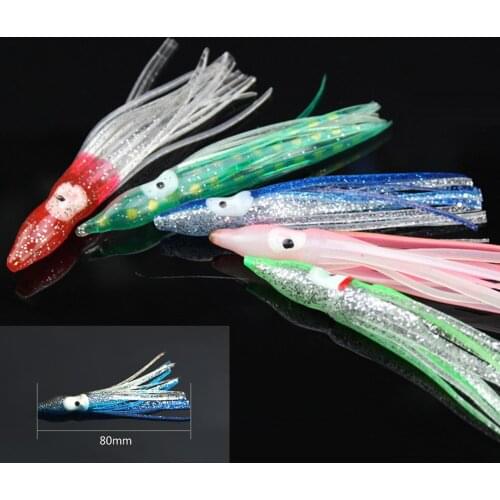 8cm 5Pcs/pack Fishing Lures Set Combo Squid Octopus Baits Skirt Lure Trolling Bait Fishing Soft Lures