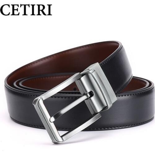 CETIRI Adult Waist Belt with Solid Leather Buckle Casual Rotated for Men Reversible Belt Suitable Adjustable
