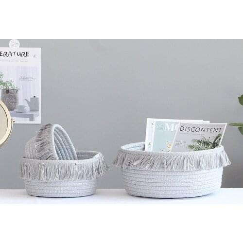 Nordic Tassel Storage Box Cotton Rope Storage Basket Woven Baskets Desktop Decoration Accessories Party Organizer