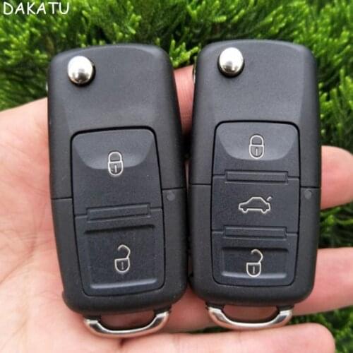 DAKATU 2/3 Buttons Remote Flip Folding Car Key Shell Replacement for VW Volkswagen Golf Passat Polo Touran Bora
