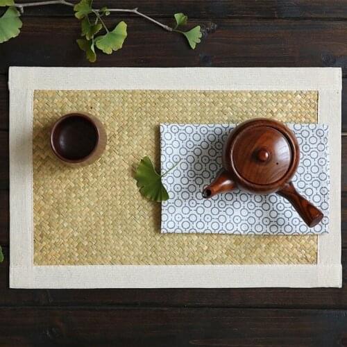 Japanese style table heat insulation mat creative hand - made straw table top anti-hot mat place mat tea ceremony mat woven mat