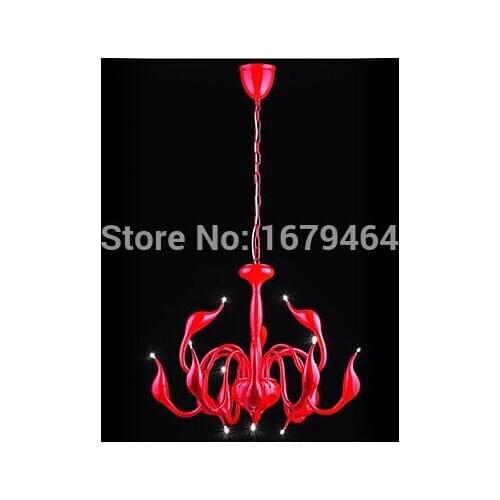 LED red white Chrome black golden blue Swan Design Chandelier, 12 Light, Creative Golden Metal Electroplating