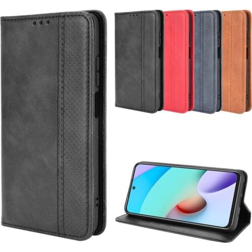 Retro Slim Leather Flip Cover For Xiaomi Redmi 10 Case 6.5 inch Wallet Card Stand Magnetic Book Cover For Xiaomi Redmi10 Cases