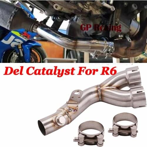 Decat Eliminator Down Exhaust Pipe For YAMAHA YZF-R6 2006-2019 Stainless Steel De-cat Mid Pipe Motorcycle Exhaust Muffler Middle