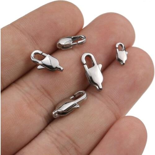 10pcs Lot Stainless Steel Lobster Clasps Hooks End Clasps Connectors for Necklace Bracelet Jewelry Findings Wholesale Craft