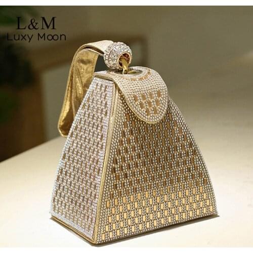 Womens Diamond Clutch Bag Wedding Evening Bag Elegant Lady Purses And Handbags Gold Silver Luxury Designer Bag Mini Sac X621H