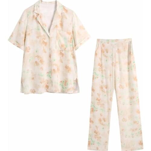 Za Women New Spring Summer Retro Printing Simple Style Short Sleeve Shirt And High Waist Casual Pants Chic Tops XITIMEAO