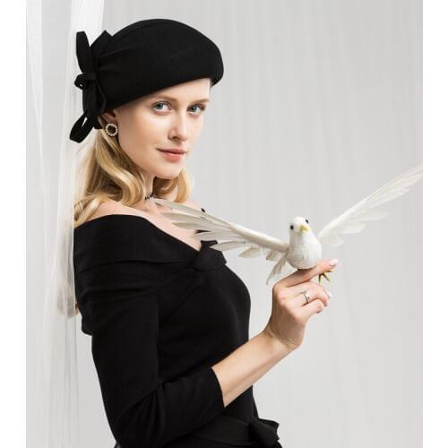 Lady Fedoras Wool Hat Girls Fashion Woole Fedoras Hats Adult Dome Party Cap Vintage British Berets Leisure Ladies Berets Hat A24