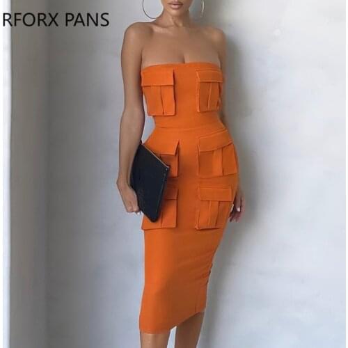 Women Off Shoulder Pocket Design Plain Work Dress Sexy Paty Dress for Women Dress 2021