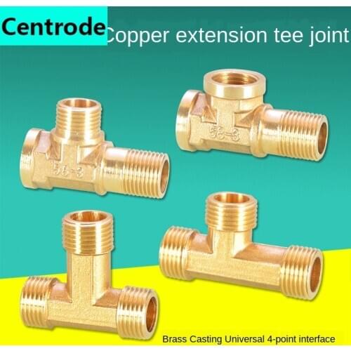 1/2 IN extension tee copper three outer teeth extension copper tee joint 1/2 DN15 internal and external thread accessories