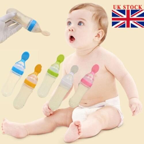 1Pc Infant Baby Silicone Feeding With Spoon Feeder Food Rice Cereal Bottle Hot New Silicone Extrusion Type Rice paste Bottle