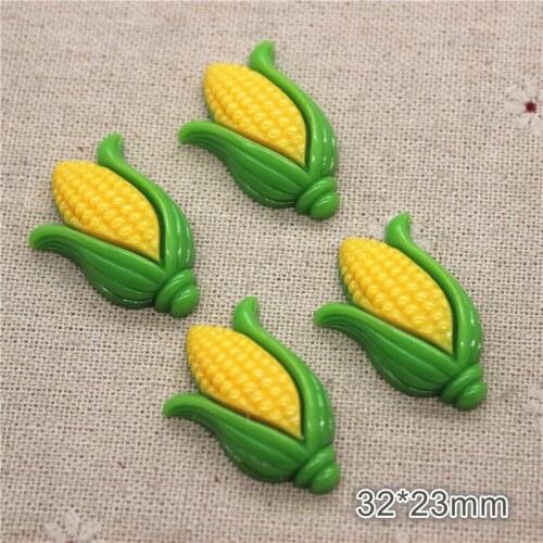 10pcs Cute Resin Corn Simulation Miniature Food Art Flatback Cabochon DIY Craft Decoration,23*32mm