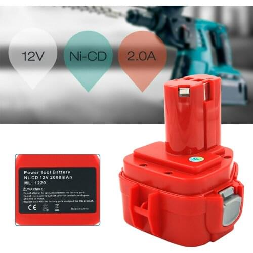 12V 2.0Ah Ni-cd Replacement Battery for Makita 12v PA12 1220 1222 1233 1234 1235 192696-2 192698-8 ML120 Cordless Power Tools