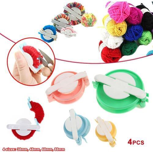 4 Sizes Fluff Ball Weaver PomPom Maker Knitting Loom Kit Kids DIY Craft Supplies Knitting Tools