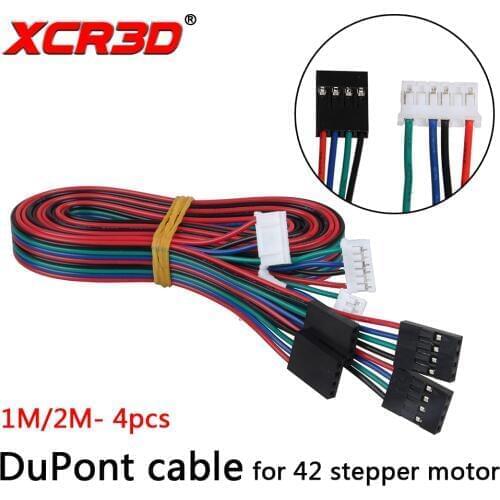 4pcs/lot 1M/2M DuPont Line 2.54 4pin-XH2.0 6pin Two-phase Four-lead Motor Connector Cables for 42 Stepper Motor 3D Printer Parts