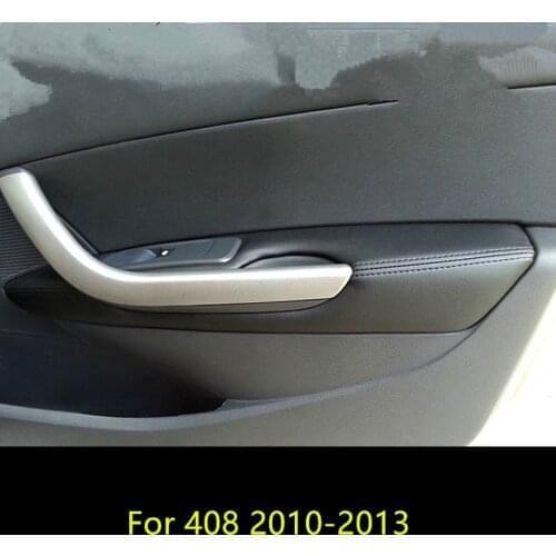 4PCS Microfibre Leather Doors /Center Armrest Protective Cover For Peugeot 408 2010 11 12 13 CAB097