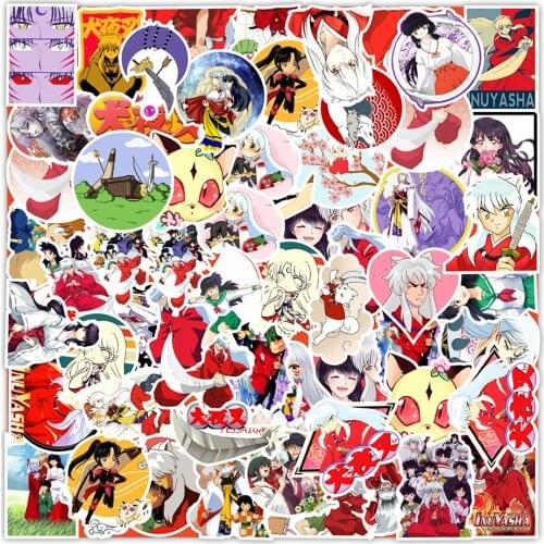 50pcs Japanese Anime Cartoon Inuyasha Stickers Waterproof Cute Decal Sticker For Suitcase Laptop Guitar Skateboard Car Graffiti