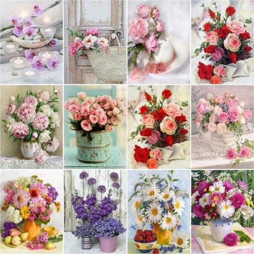 SDOYUNO Full Square/Round 5d Diamond Painting Flowers Rhinestone Pictures Mosaic Diamond Embroidery Cross Stitch Home Decor