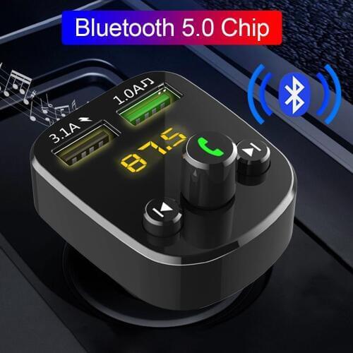 JINSERTA Bluetooth 5.0 FM Transmitter Bluetooth Car Kit Handsfree MP3 Player 3.1A Dual USB Charger U Disk Play Car Modulator