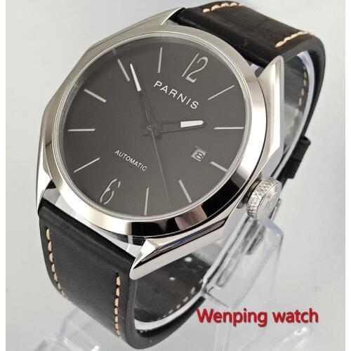 43mm PARNIS watch Brand Luxury Sapphire Glass Date Solid Steel Case Date Luminous Hands Miyota 821A Movement mens Watch W2769