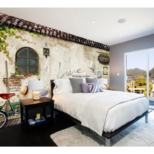 CJSIR Wallpaper Nostalgic Window Brick Leaves Flower Pot Wall 3d Wallpaper Home Decor Living Room Bedroom Mural 3d Wallpaper