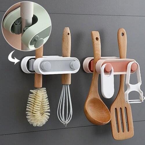 Double Card Slot Mop Clip Hooks Hanger Bathroom Accessories Organizer Multi-Purpose Storage Rack Kitchen Tableware Wall Shelf