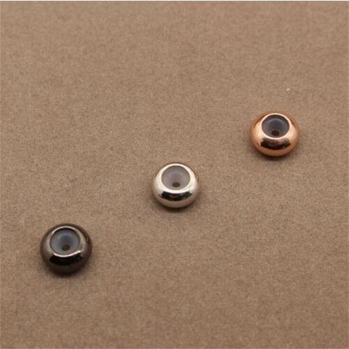 European 7mm Flat Round Copper Stopper Beads With Rubber Rings For European Screw Off End Chains Bracelet Jewelry Findings DIY