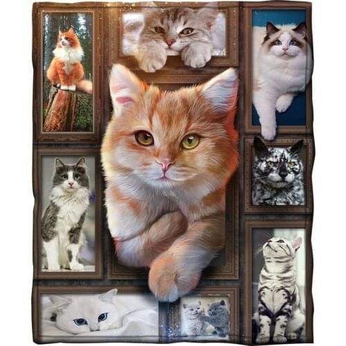 Cat 3d printed fleece blanket for Beds Hiking Picnic Thick Quilt Fashionable Bedspread Sherpa Throw Blanket Drop shipping 08