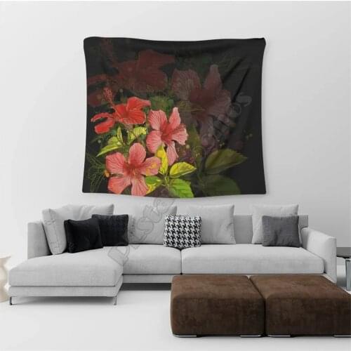 Hawaii Hibiscus Tree Tapestry 3D Printed Tapestrying Rectangular Home Decor Wall Hanging