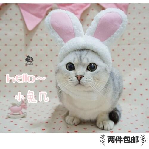 Cat Bunny Headgear Cute Plush Bunnies Ears Adjustable Rabbit Headgear Pet Dress Up Supplies Cosplay Products Pet Supplies