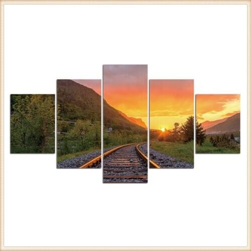 HD 5 Pieces Scenic Snow-capped and Lakes Pictures Posters Wall Art Home Decor for Living Room Painting Wall Art Anime Poster