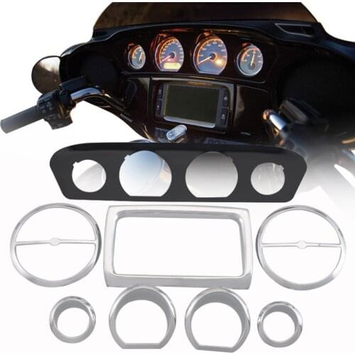 Motor Chrome Inner Fairing Trim Gauge Radio Trim Bezel Kit For Harley Touring Electra Street Tri Glide FLHTP FLHTCUTG 2014-Up