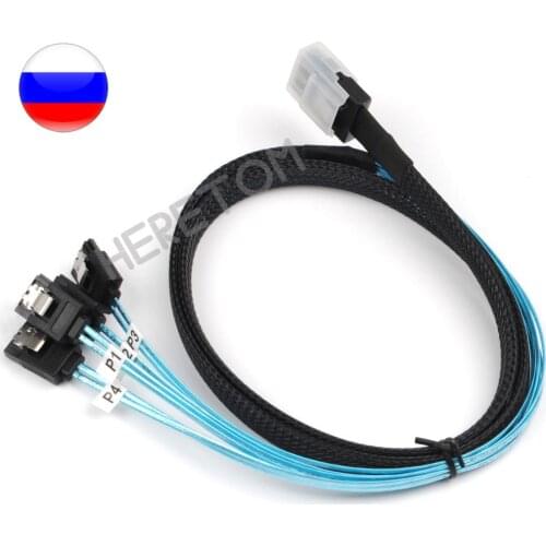 50CM SAS SATA Cable MINI SAS 36P SFF 8087 to 4 SATA 7P 12Gbps Hard Drive Data Transmission Splitter Cord Cable 0.5M Ship@RU