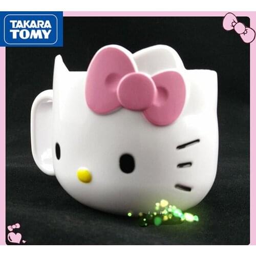 TAKARA TOMY Hello Kitty Cartoon Mug Mouth Cup Milk Cup Tumbler Rinse Cup Handle Toothbrush Cup