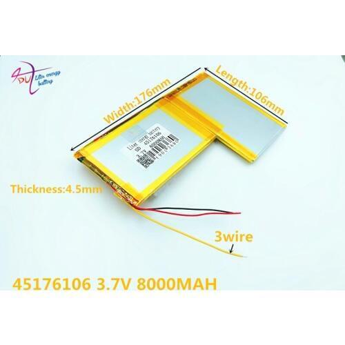 3 line 45176106 4570106*2 3.7V 8000mah Lithium polymer Battery with protection board For battery for Prestigio Multipad PMP5080b