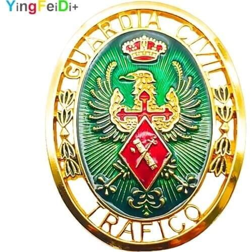 New Brooch Launched 1.57" * 2.08" Spanish Traffic Commander Brooch Badge Army Fan Metal Logo Epaulette Badge