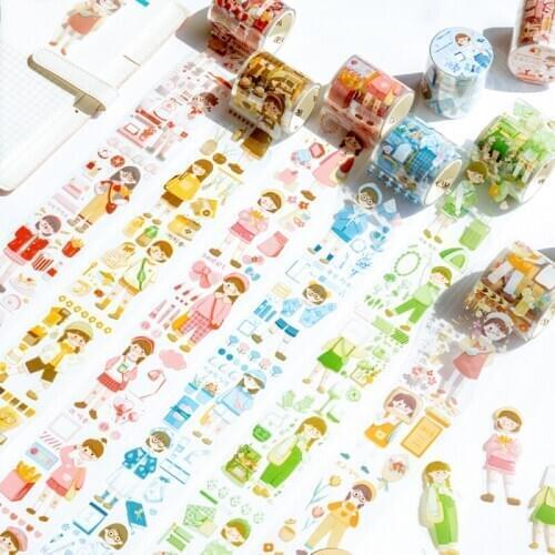 Open A Small Shop Series Bullet Journal PET Washi Tape Adhesive Tape DIY Scrapbooking Sticker Label Transparent Masking Tape