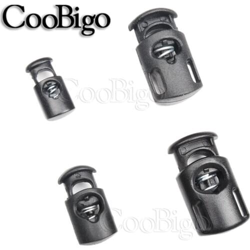 50pcs Plastic Black Cord Lock Stopper Single Hole Spring Clasp Stop Toggles For Paracord Garment Hang Lanyard Rope Accessories