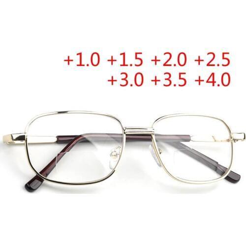 Full Metal Frame Glass Lenses Female Male Double Light Reading Glasses Women Men Unisex Eyewear +1.0 +1.5 +2 +2.5 +3 +3.5 +4
